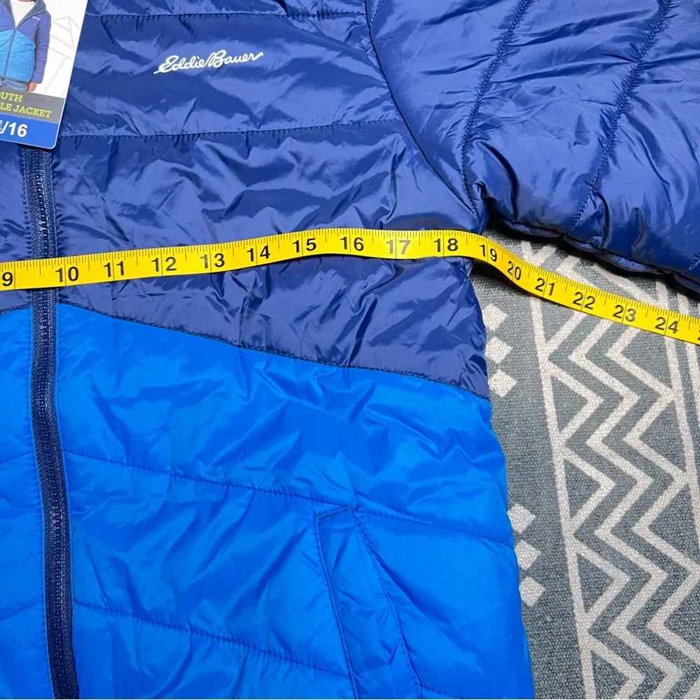 Eddie Bauer Navy and Royal Blue Hooded Puffer Jacket youth 14/16